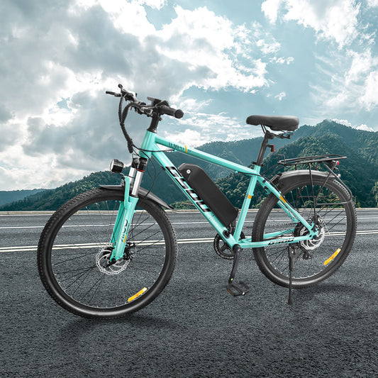 GSOU 26" Electric Mountain Bike UK | eBike Conquer Traffic & Hills | 250W Brushless Motor | 36V-8Ah Battery Range 30-50 Mile | Smart LCD | 7-Speed Gears | Dual Disc Brakes | Lockable Suspension | UK Road Legal EAPC
