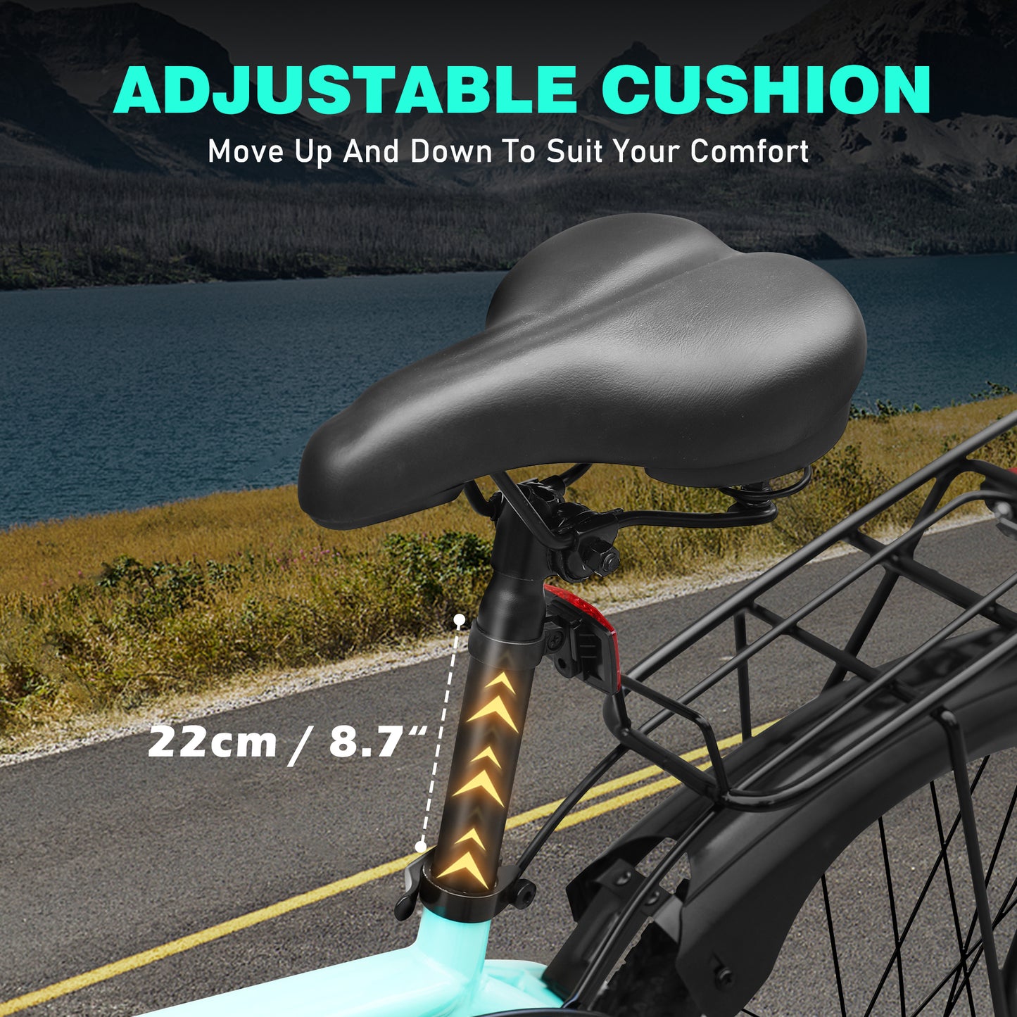 GSOU 26" Electric Mountain Bike UK | eBike Conquer Traffic & Hills | 250W Brushless Motor | 36V-8Ah Battery Range 30-50 Mile | Smart LCD | 7-Speed Gears | Dual Disc Brakes | Lockable Suspension | UK Road Legal EAPC