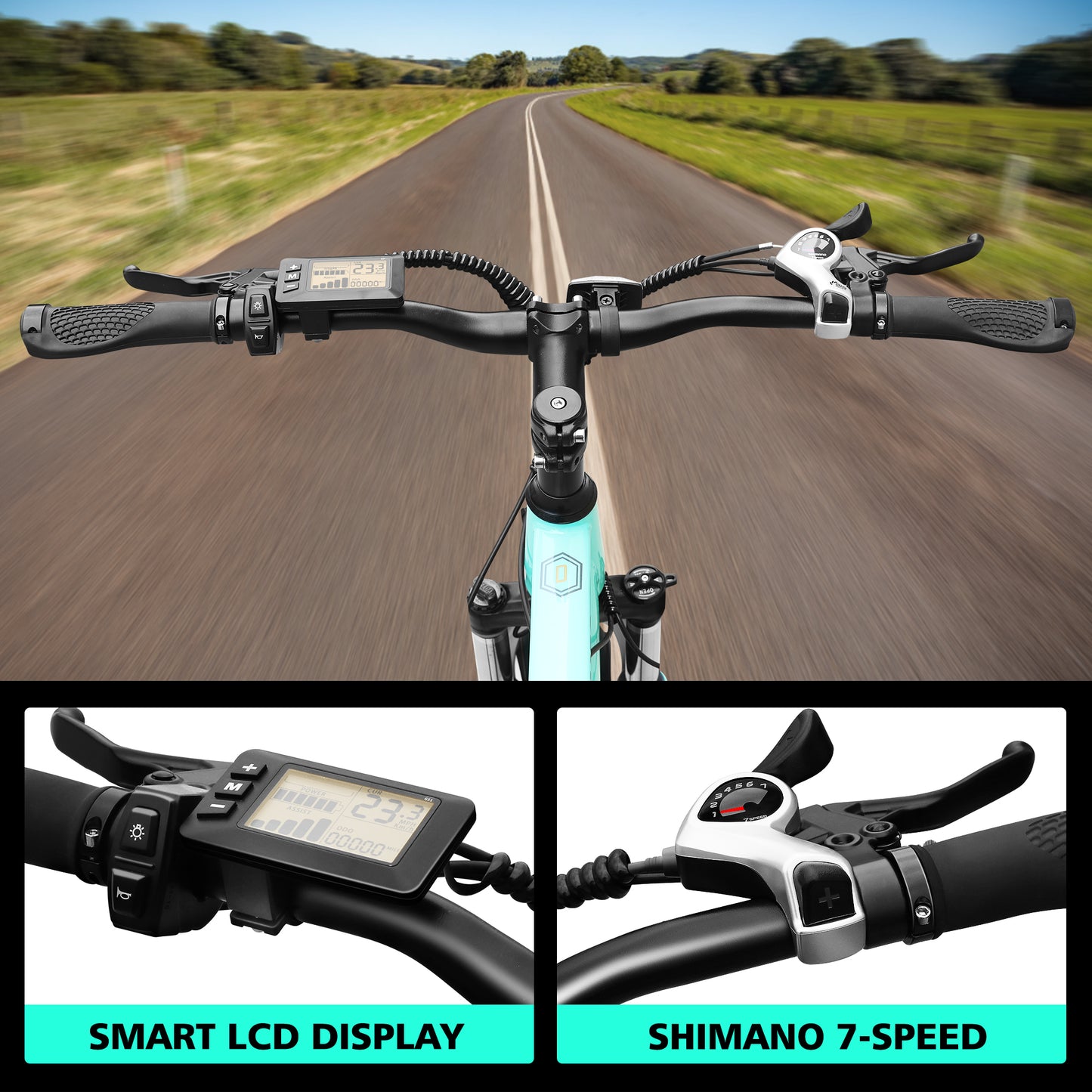 GSOU 26" Electric Mountain Bike UK | eBike Conquer Traffic & Hills | 250W Brushless Motor | 36V-8Ah Battery Range 30-50 Mile | Smart LCD | 7-Speed Gears | Dual Disc Brakes | Lockable Suspension | UK Road Legal EAPC